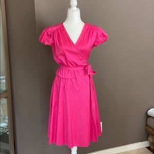 Calypso Silk wrap dress in hot pink